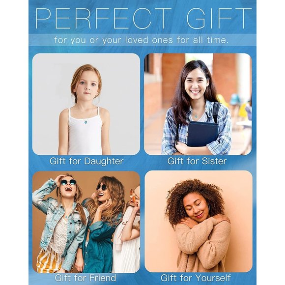 Genuine Birthstone Necklace for Girls Women, Heart Love Necklace for Twe… - Picture 9 of 16